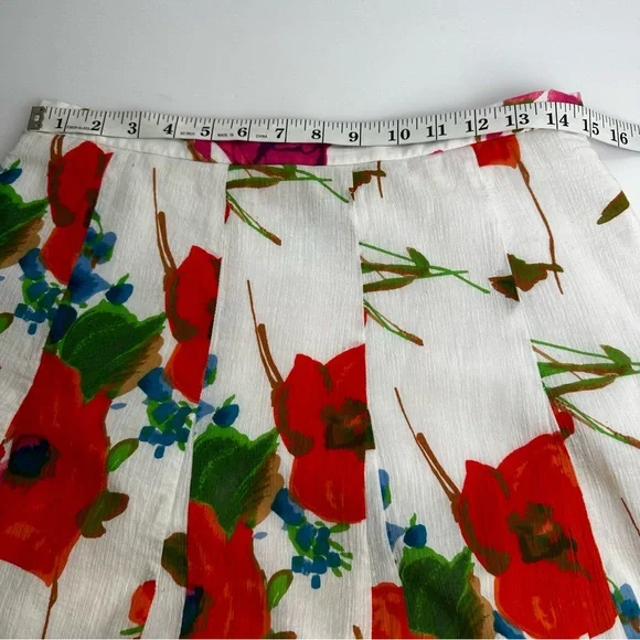 White Floral Maxi Skirt with Red & Pink Blooms - Picture 5 of 11